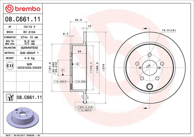 Brembo 08.C661.11 Brake Disc Rear UV Coated Subaru — Brake Rotors & Drums