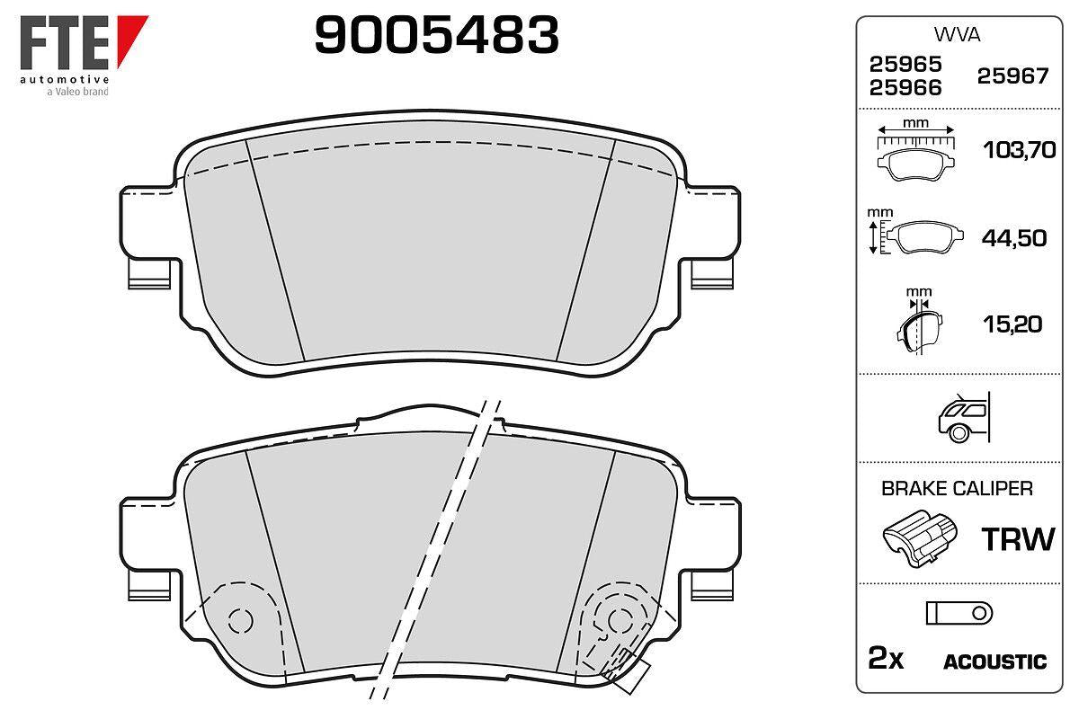 Fte 9005483 Rear Brake Pad Qashqai 2013-Renault Kadjar 2015 — Brake Pads