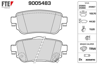 Fte 9005483 Rear Brake Pad Qashqai 2013-Renault Kadjar 2015 — Brake Pads
