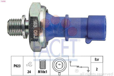 Facet 7.0163 Oil Pressure Switch Alfa Romeo Giulietta 940 1.6/2.0 JTDm, MiTo 955 1.3 MJT — Switches & Relays