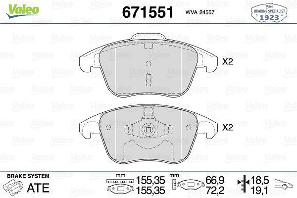 Valeo 671551 Brake Pad Front Pt.3008-C4 302mm Peugeot 208 3008 — Brake Pads
