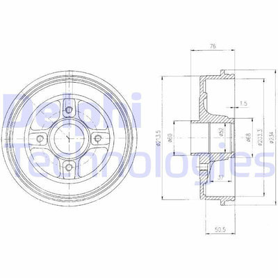 Delphi BF427 Rear Brake Drum Clio II Symbol II Logan Sandero MCV Thalia Twingo II 1.2 1.5 dCi 1.6 Set — Brake Rotors & Drums