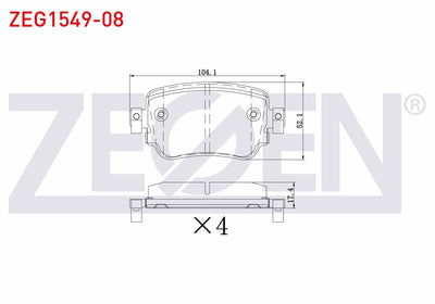 Zegen ZEG1549-08 Brake Pad Rear with Wear Indicator Volkswagen Caddy IV 1.6 TDI 2015-/ Seat Leon (5F) 1.8 TSI 20 — Brake Pads