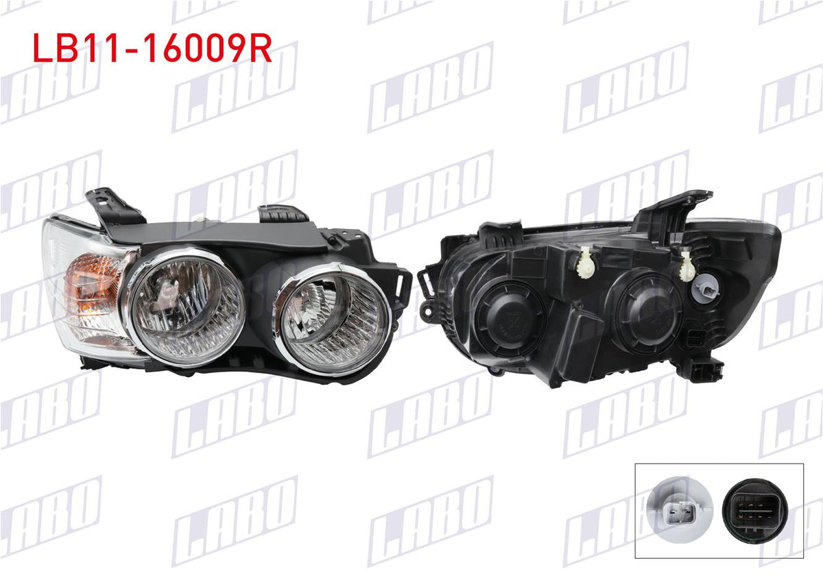 LABO LB11-16009R Headlight Right Chrome with Ring Chevrolet Aveo (T300) 2011 — Headlights