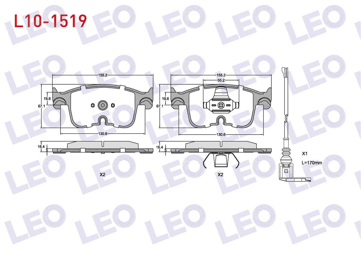 LEO L10-1519 Brake Pad Front Volkswagen Golf VIII-Caddy V 2020-/ Audi A3 2020-/ Cupra Formentor — Brake Pads