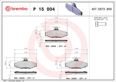 Brembo P15004 Brake Pad Rear Low-Met Ssangyong — Brake Pads