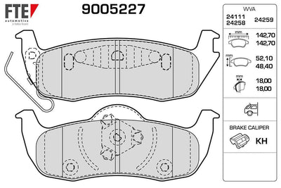 Fte 9005227 Rear Brake Pad Jeep Grand Cherokee III Commander — Brake Pads