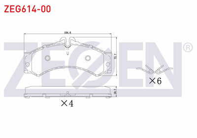 Zegen ZEG614-00 Brake Pad Front & Rear Mercedes Sprinter 4T (904) 412 D 4Q 1995-2006 /Sprinter 4T (904) 413 CDI — Brake Pads