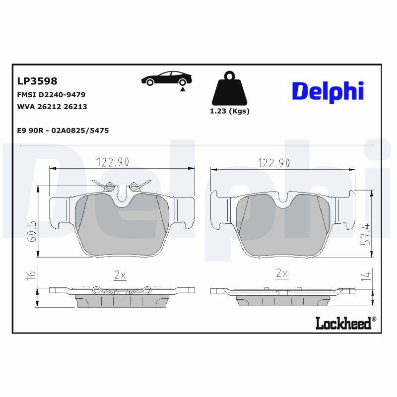 Delphi LP3598 Brake Pad Rear BMW F40/F44 Mini 11/2018- — Brake Pads