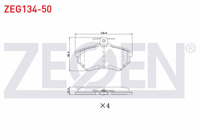 Zegen ZEG134-50 Brake Pad Front VW Passat (3A2,35I) 1.8 1988-1997 / 2.0 1988-1997 / Golf III 1.9 TDI 1991-1999 / — Brake Pads