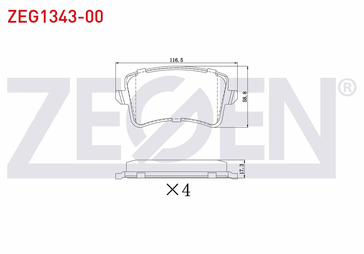 Zegen ZEG1343-00 Brake Pad Rear A4 1.8 TFSI 2007-2015 / 2.0 TDI 2007-2015 / 3.0 TDI 2007-2015 / A5 (8T3) 1.8 TFS — Brake Pads