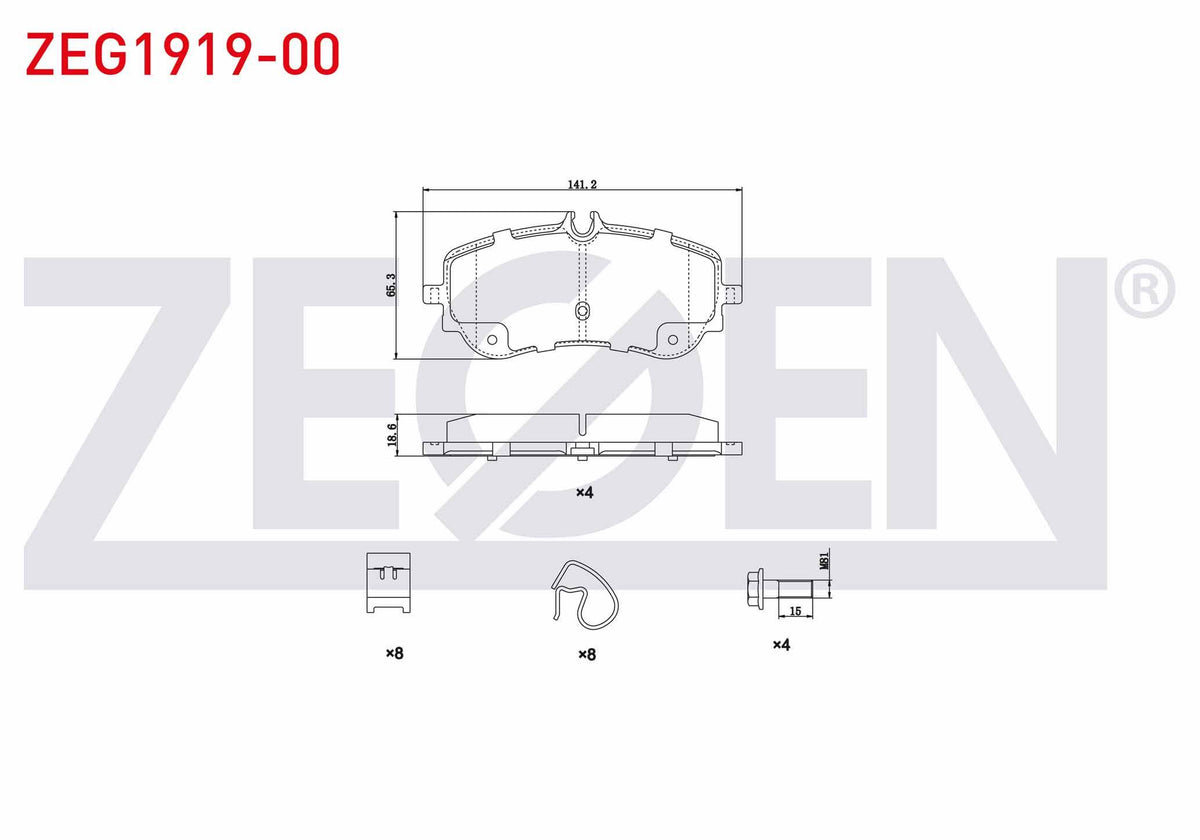 Zegen ZEG1919-00 Brake Pad Rear Single Wheel VW Crafter 2018-/ VW Amarok 3.0 TDI V6 2017-/ Man Tge 2.0 TDI 2018 — Brake Pads