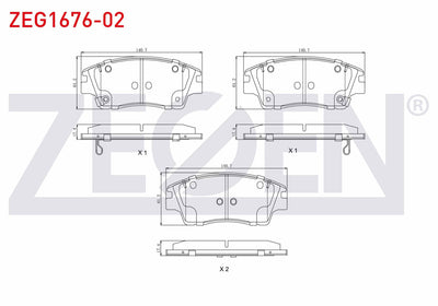 Zegen ZEG1676-02 Brake Pad Front with Wear Indicator Cable Drilled Hyundai Tucson (Tle) 1.6 T-GDI 2015-/ Tucson — Brake Pads