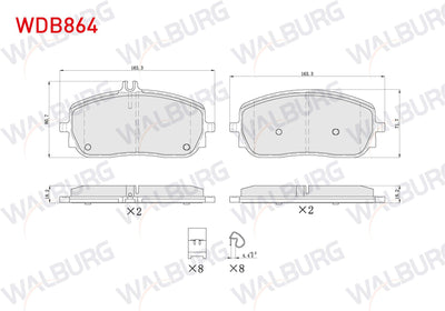 WALBURG WDB864 Brake Pad Front with Wear Indicator Mercedes A Series (W177) 2018-/ CLA (C118) 2019 — Brake Pads