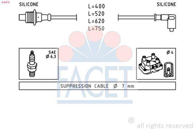 Facet 48674 Ignition Cable Set Citroen Berlingo Fiat Ducato Peugeot Expert Boxer 94 02