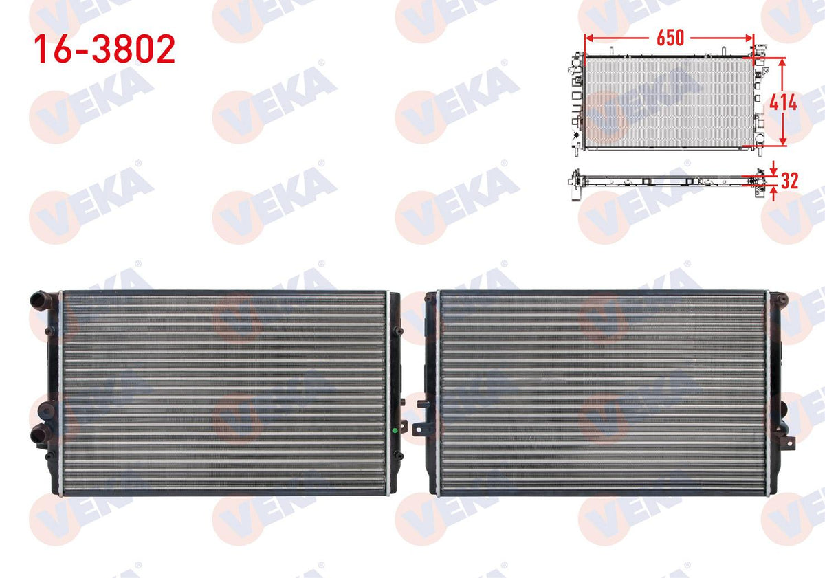 Veka 16-3802 Su Radiator Mechanical Seat Leon (1M1) 1.9 TDI 1999-2006 / Toledo II (1M2) 1.9 TDI 1999-2006 — Radiators & Fans