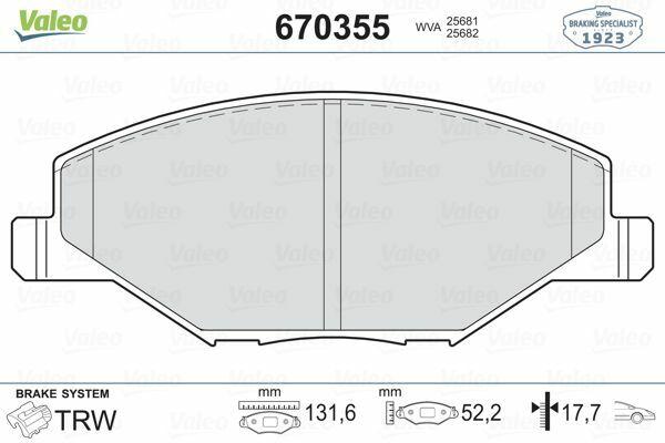 VALEO 670355 Brake Pads - Front 12 Polo Fabia