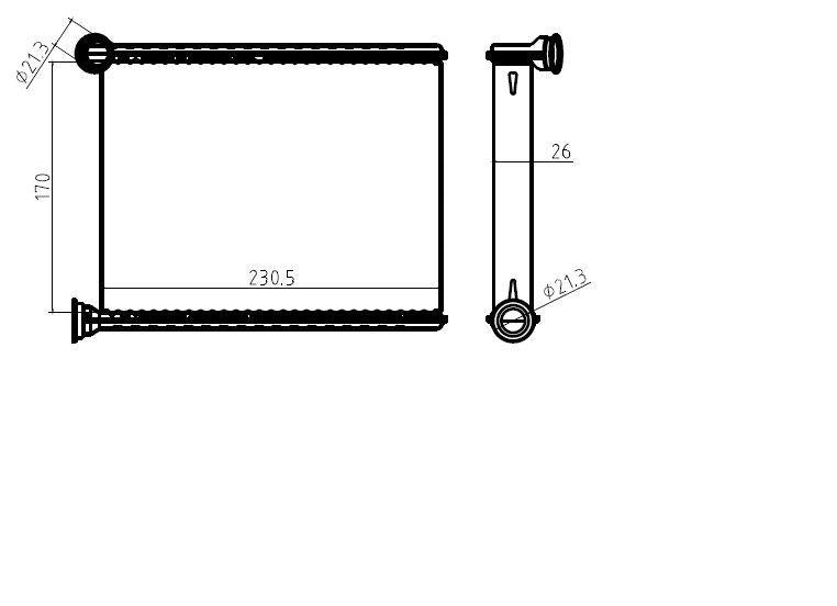 MGA 81142 Heater Core Brazing (5.5 Fin) Peugeot 308 (4A,4C) 1.6 HDi 2007-2013 170×230.5×26 — Heater & Blower