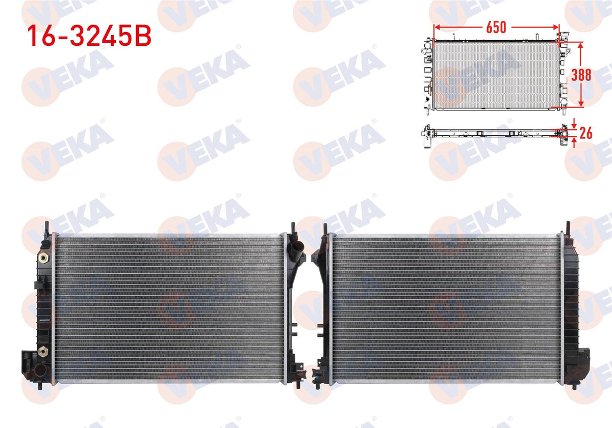 Veka 16-3245B Water Radiator Brazing Opel Vectra C 2.2 16V A-T 2002-2008 — Radiators & Fans