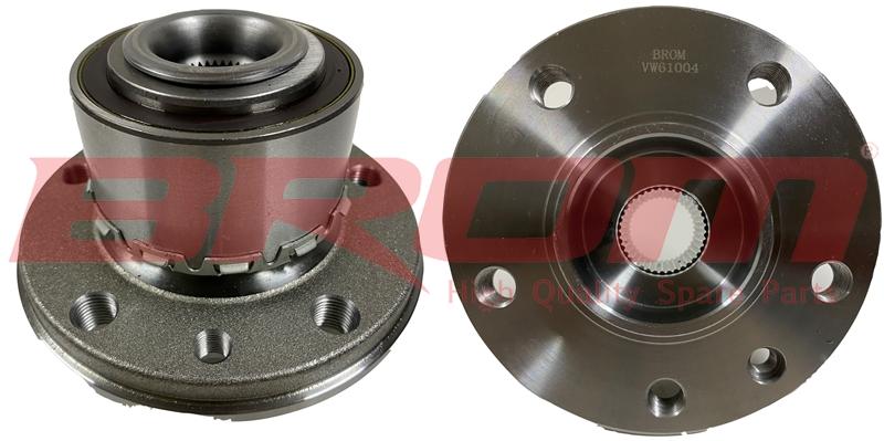 BROM VW61004 Wheel Hub Front & Rear 5 Lug ABS Equipped Transporter T5 T6 1.9 2.0 2.5 TDI 03 > 30X85x45 — Hub Assemblies