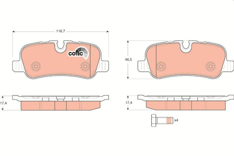 TRW GDB1632 Brake Pad Rear Land Rover Discovery III IV Range Rover Sport 2.7 3.0 4.2 4.4 5.0 — Brake Pads