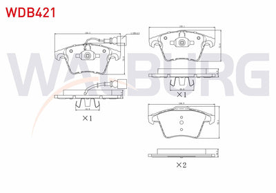 WALBURG WDB421 Brake Pad Front with Connector Volkswagen Transporter V 1.9 TDI 2003-2011 / Transporter V 2.5 TDI — Brake Pads