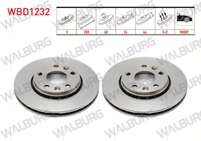 WALBURG WBD1232 Brake Disc Front Air 5 Bjn 280X24x68x44 Captur II 20-/ Fluence 10-/ Laguna III 07-15 / — Brake Rotors & Drums