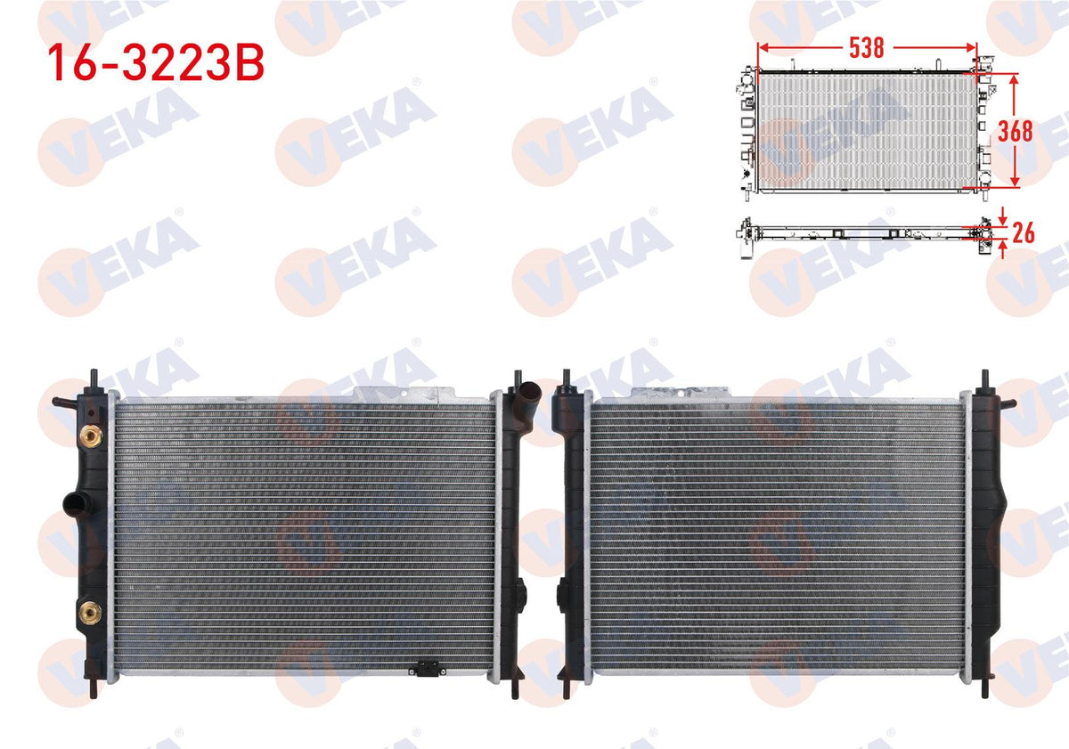 Veka 16-3223B Su Radiator Brazing Opel Astra F 1.6i 16V A-T Ac-1991-2002 — Radiators & Fans