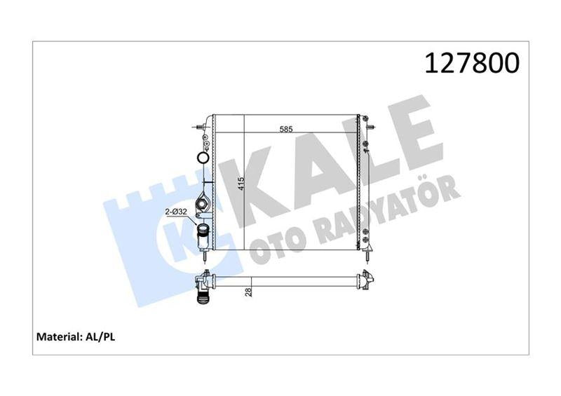 Kale 0520202AL Water Radiator 2 Row Aluminium with A/C Renault Megane I/Scenic I 1.4-2.0 16V 96-03 — Radiators & Fans