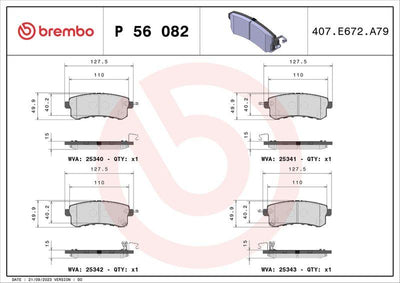 Brembo P56082 Brake Pad Front Nissan Patrol Y62 VI 5.6 10-/ — Brake Pads