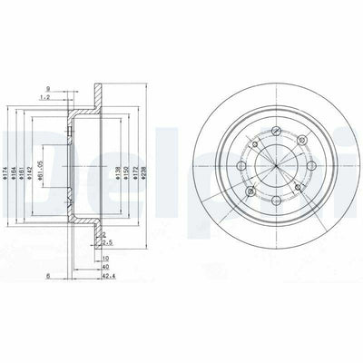 Delphi BG2538 Rear Brake Disc Accord III 239 mm Diameter Compatible with Honda Accord — Brake Rotors & Drums