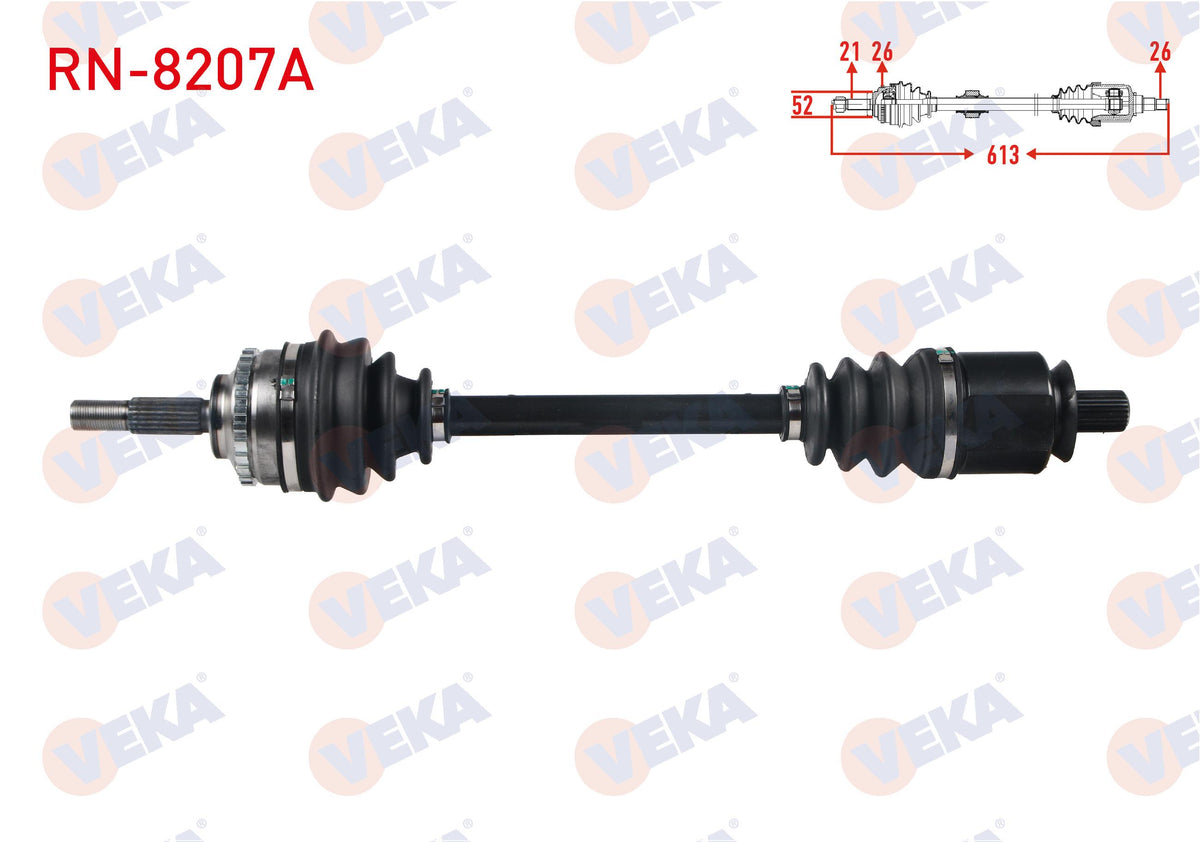 Veka RN-8207A Complete Axle Left Front Renault Clio II (Bb0 / 1 / 2 — Axles, CV Joints & Boots