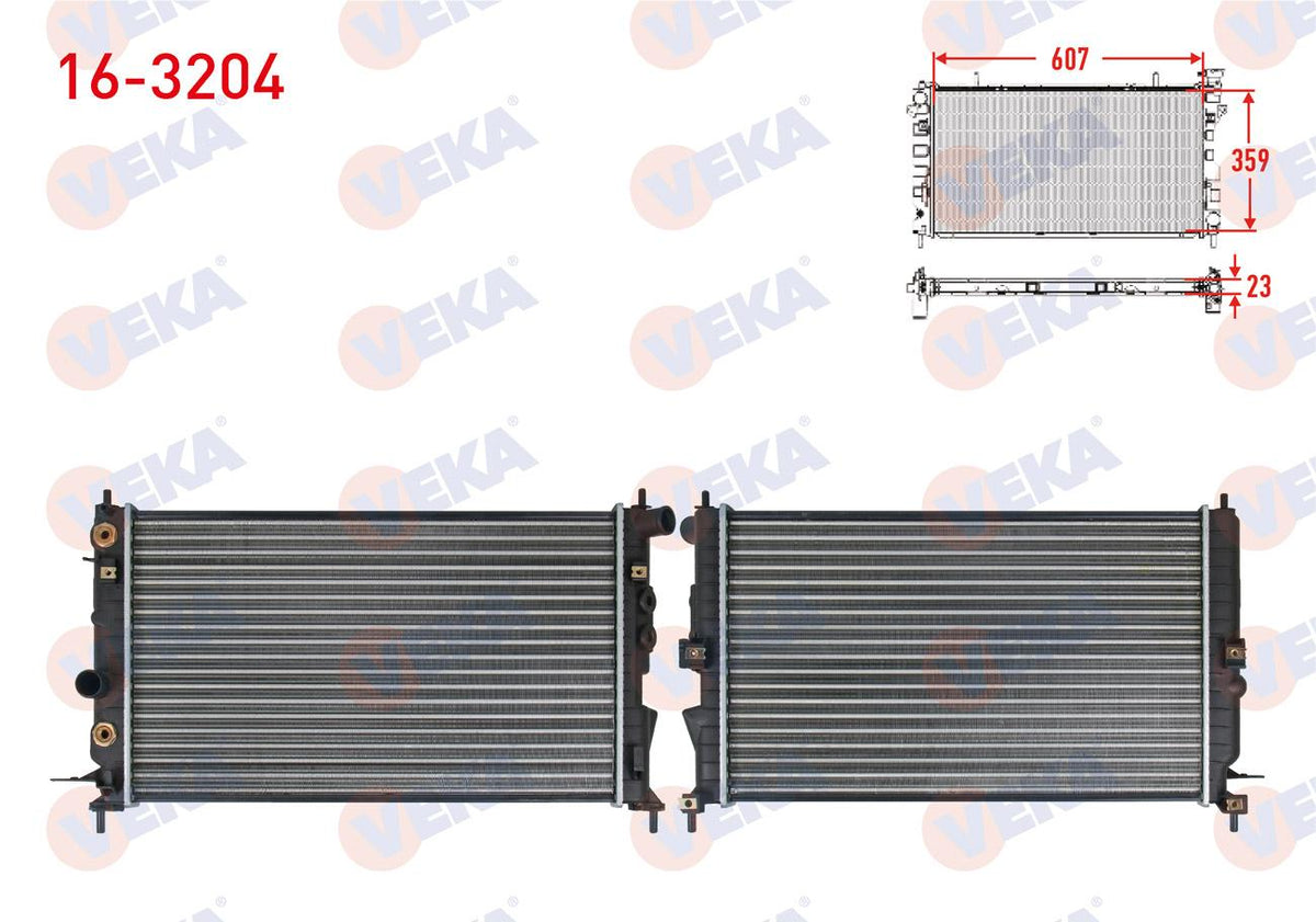 Veka 16-3204 Su Radiator Mechanical Opel Vectra B 1.6i A-T 1995-2003 — Radiators & Fans