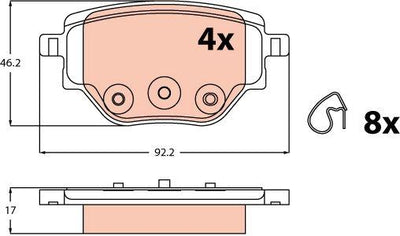 TRW GDB2622 Brake Pad Rear 19 > Pt.208 — Brake Pads