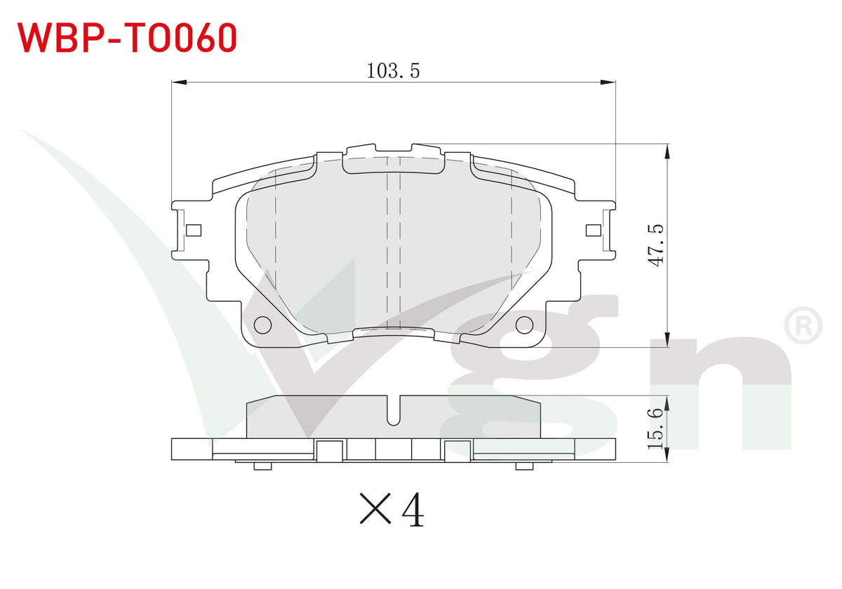WGN WBP-TO060 Brake Pad Rear Toyota Corolla 2019-/ Rav 4 V 2018-/ Yaris Cross 2020 — Brake Pads
