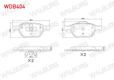 WALBURG WDB404 Brake Pad Front Ford Transit Connect 1.8 TDCi 2002-2013 / Tourneo Connect 1.8 TDCi 2002-2013 / Fo — Brake Pads