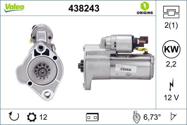 Valeo 438243 Starter Motor - 2.2kW for 2011-2017 Crafter Amarok — Starting & Charging