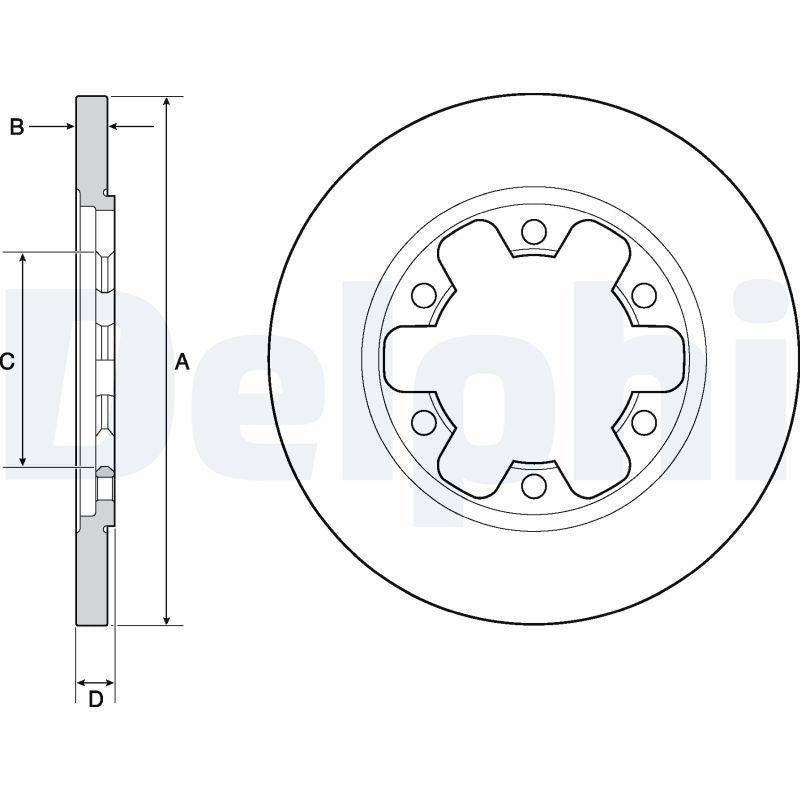 Delphi BG4680C Rear Brake Disc - Compatible with Transit V363 Minibuses & Buses — Brake Rotors & Drums