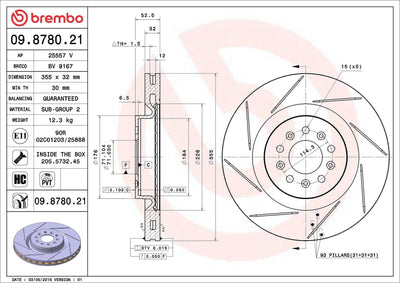 Brembo 09.8780.21 Brake Disc Front UV Coated Aston Martin — Brake Rotors & Drums