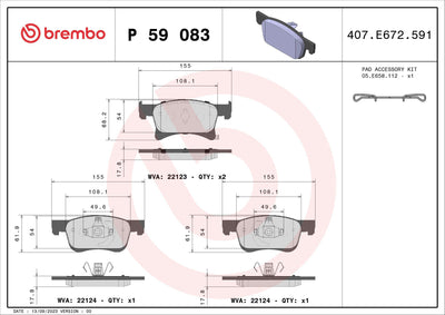 Brembo P59083 Brake Pad Front Low-Met Opel — Brake Pads