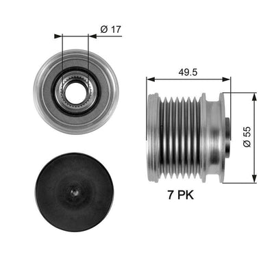 Gates OAP7086 Alternator Pulley 05-C-Series (W203-W204) E-Series (W211-W212) 09-Vito-Sprinter — Starting & Charging