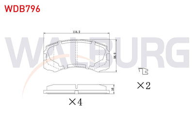 WALBURG WDB796 Brake Pad Front Mitsubishi Lancer (Csw) 1.6 15.5mm 2003-2008 — Brake Pads
