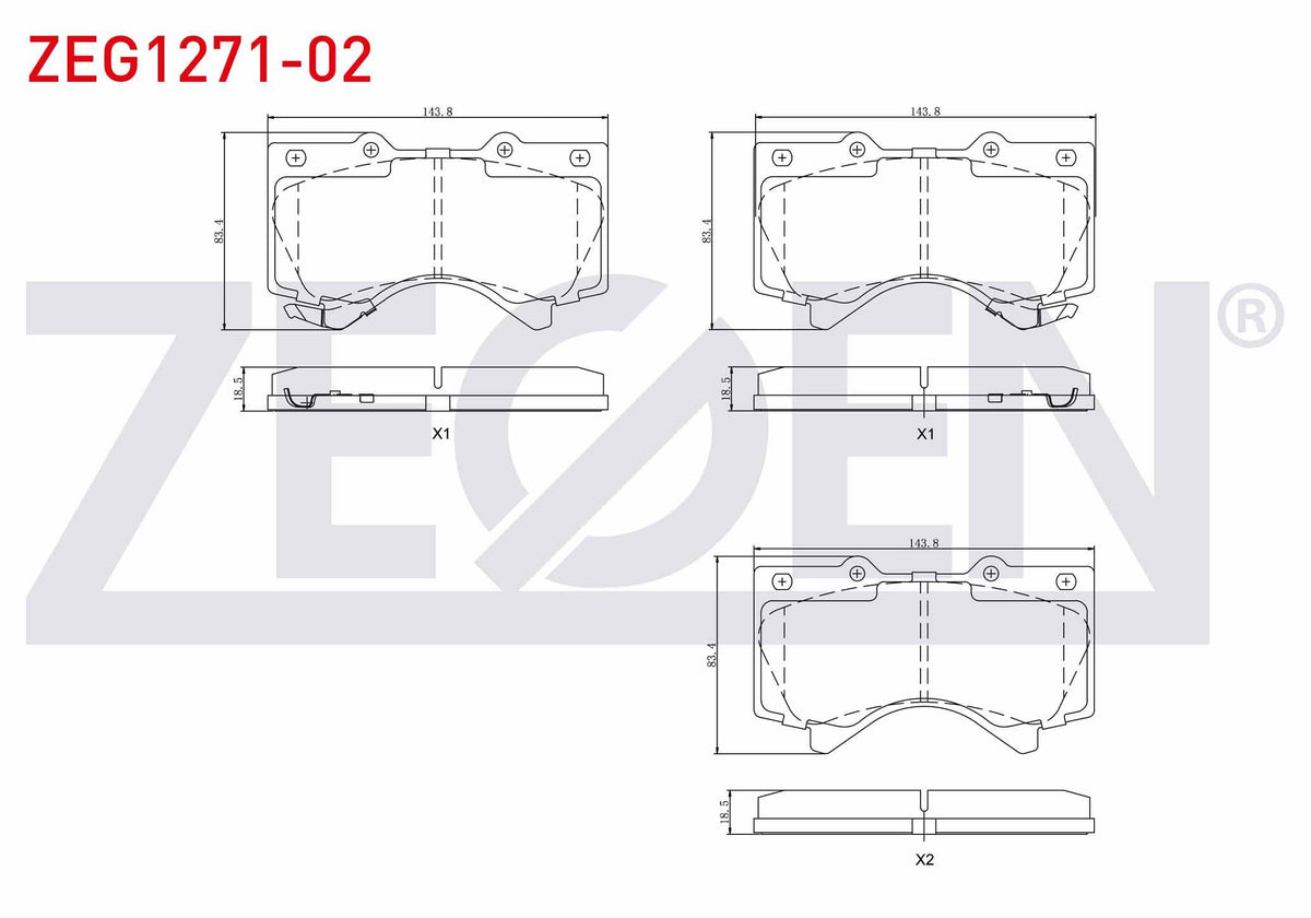 Zegen ZEG1271-02 Brake Pad Front with Wear Indicator Toyota Land Cruiser 4.7 V8 2008-/ Land Cruiser 4.5 D V8 200 — Brake Pads