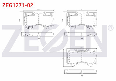 Zegen ZEG1271-02 Brake Pad Front with Wear Indicator Toyota Land Cruiser 4.7 V8 2008-/ Land Cruiser 4.5 D V8 200 — Brake Pads