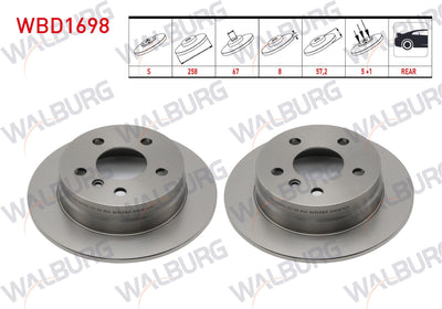WALBURG WBD1698 Brake Disc Rear Mercedes-A-Series-B-Series — Brake Rotors & Drums