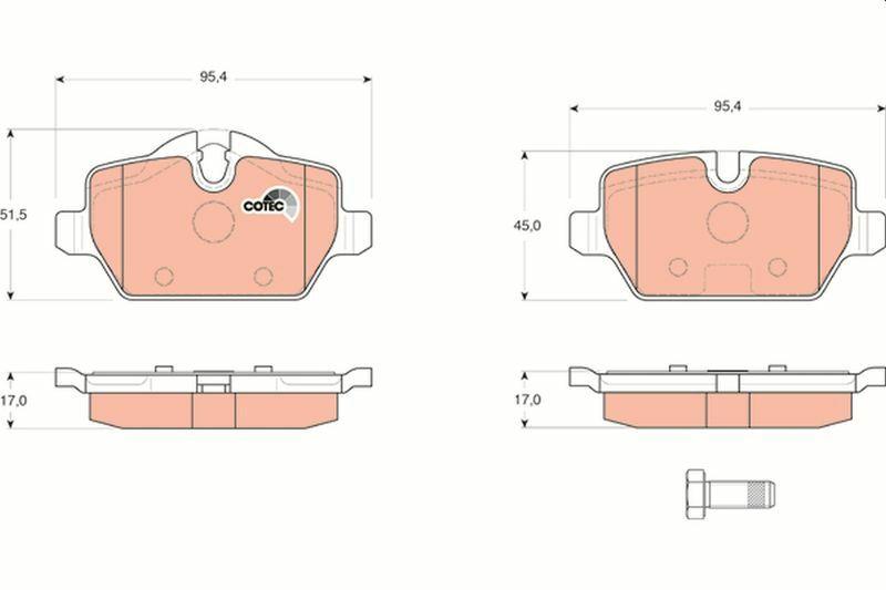 TRW GDB1612 Brake Pad Set - Rear Brake Pads for E81 & E87 Models