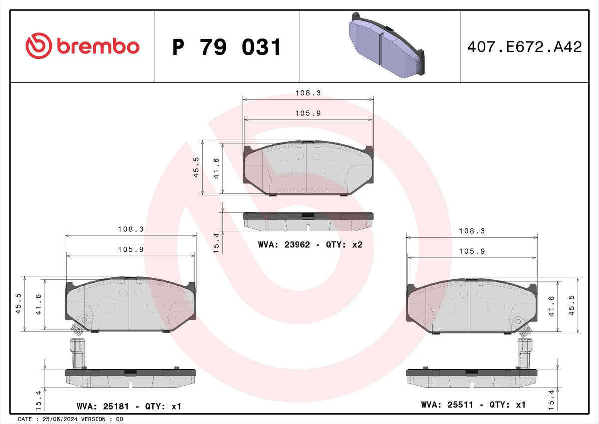 Brembo P79031 Brake Pad Front Low-Met Suzuki