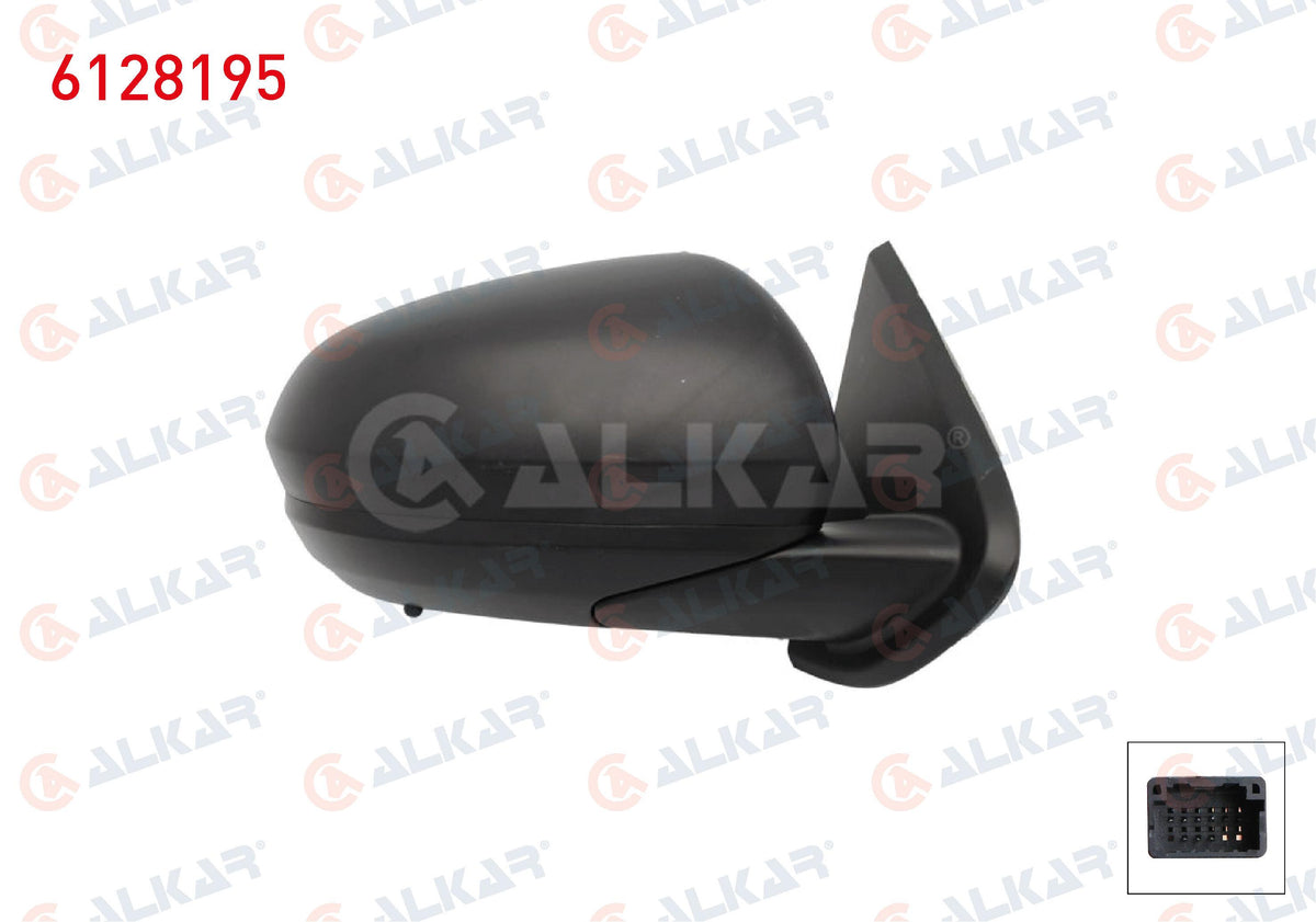 Alkar 6128195 Outer Rear View Mirror Right Electric Heated with Sensor Blind Spot 9 Pin Dacia Duster 2017 — Mirrors