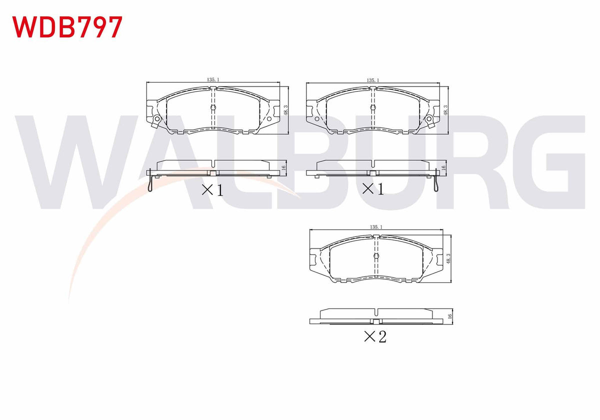 WALBURG WDB797 Brake Pad Front with Wear Indicator Nissan Almera II (N16) 1.5 dCi 2000-2007 — Brake Pads