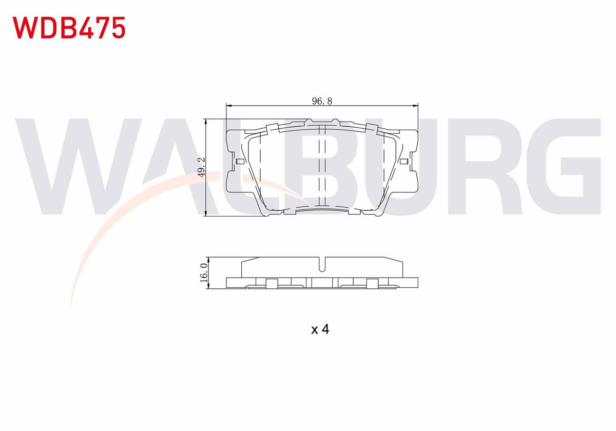 WALBURG WDB475 Brake Pad Rear Toyota Rav4 III (Aca3_, Ace_ and 3 more models — Brake Pads